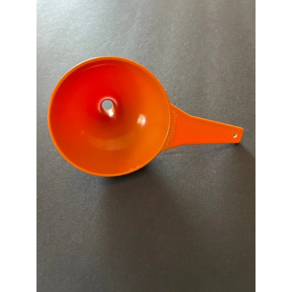 Vintage Tupperware Orange Funnel Long Handle Kitchen Tool 1227-4 Retro